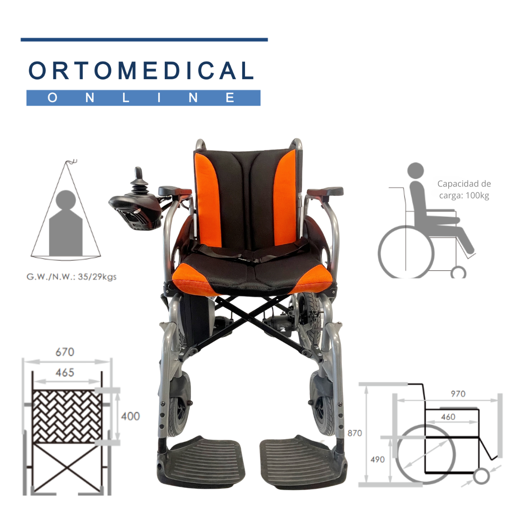 Silla de Ruedas Eléctrica/3 Años Garantía/Acero Plegable/20KM/29KG