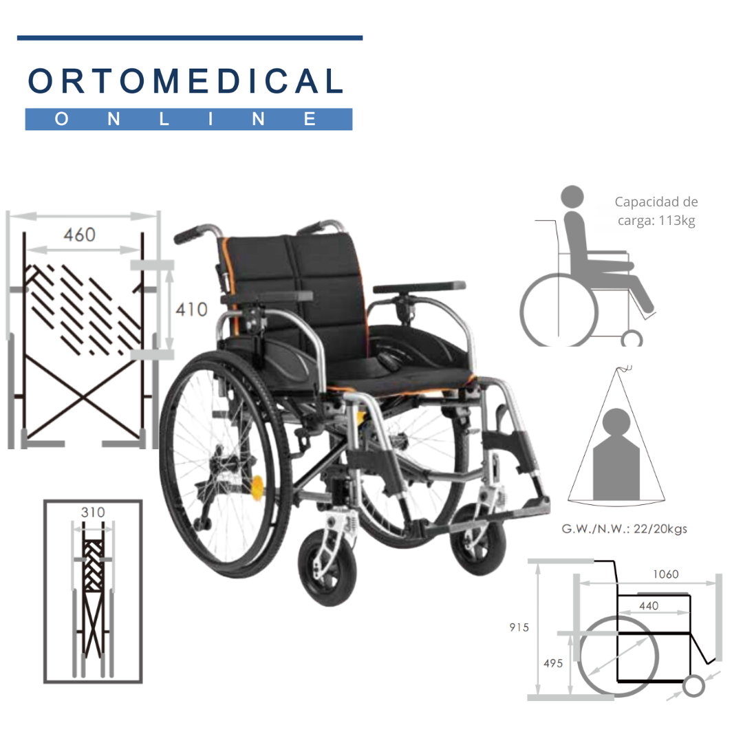 Silla de Ruedas modelo Crucero Lujo/Aluminio/Freno auxiliar/estable/control de la seguridad/Garantìa